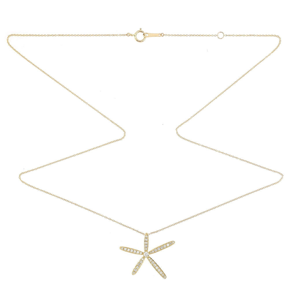 Starfish Pendant with Diamonds in 18K Yellow Gold - Kura Jewellery