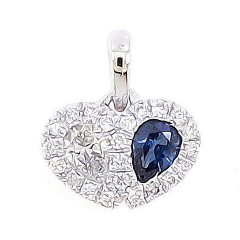 Sweetie Heart Precious Gemstone and Diamond Pendant in 18K White Gold