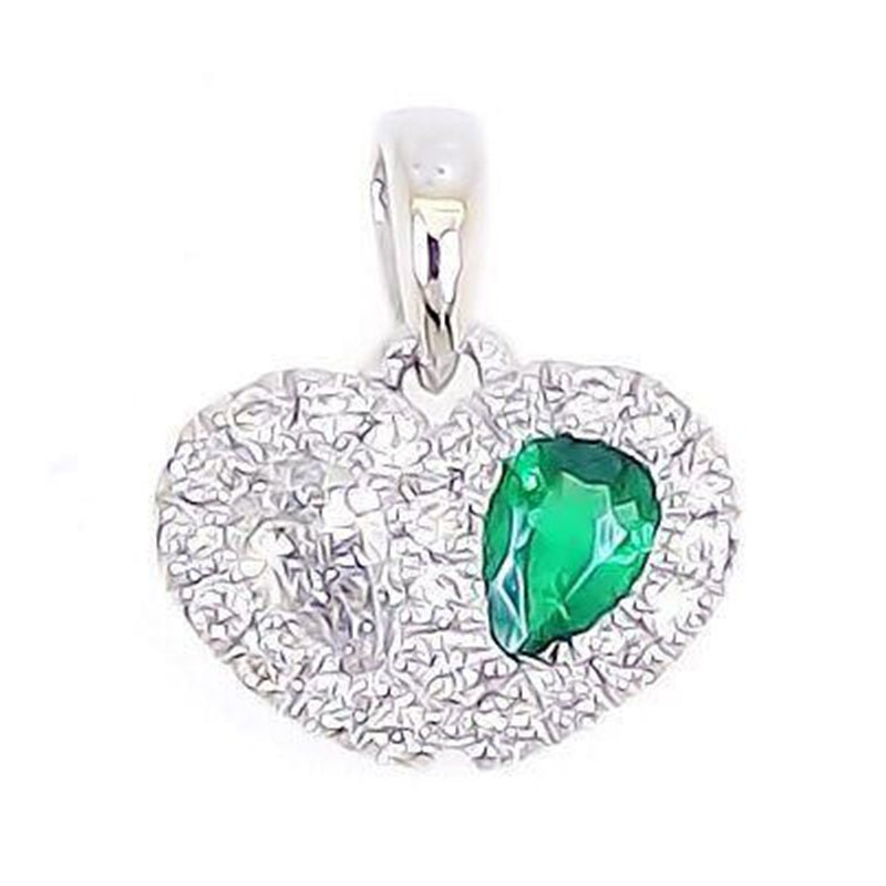 Sweetie Heart Precious Gemstone and Diamond Pendant in 18K White Gold - Kura Jewellery