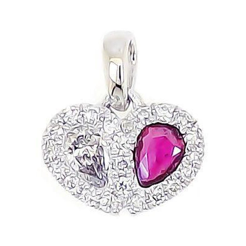 Sweetie Heart Red Ruby and Diamond Pendant, Earrings & Ring Set in 18K White Gold - Kura Jewellery