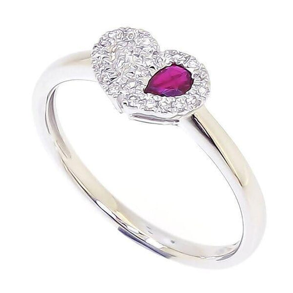 Sweetie Heart Precious Gemstone and Diamond Ring in 18K White Gold - Kura Jewellery