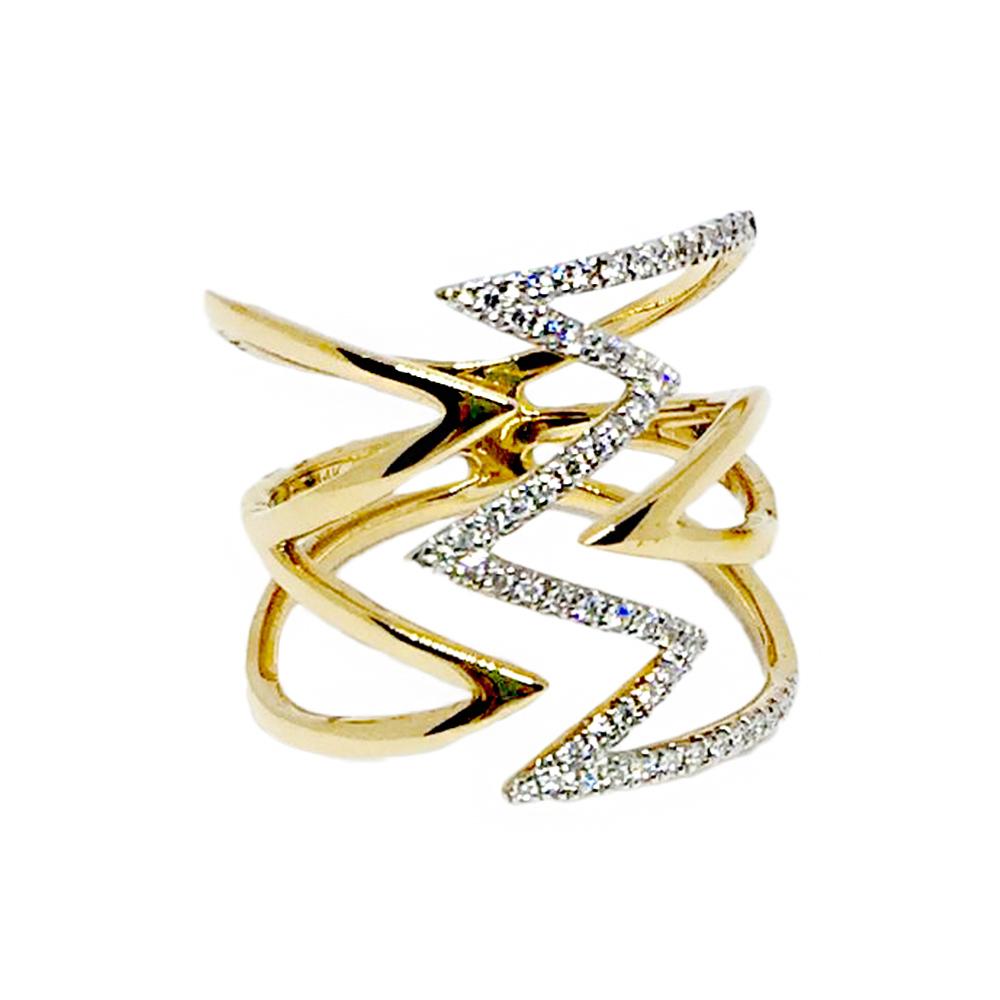 Tatum ZigZag Ring with Diamonds in 18K Rose Gold - Kura Jewellery