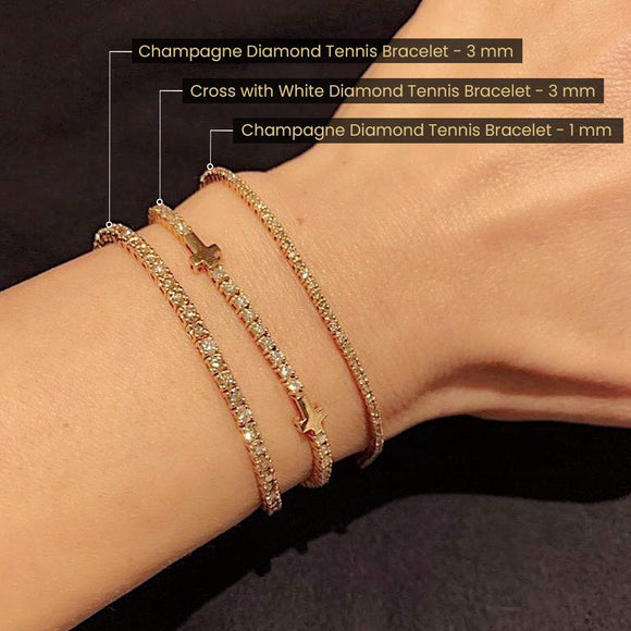 Princess CZ Diamond 18K Gold plated Silver Tennis Bracelet:Jian  London:Silver Bracelets