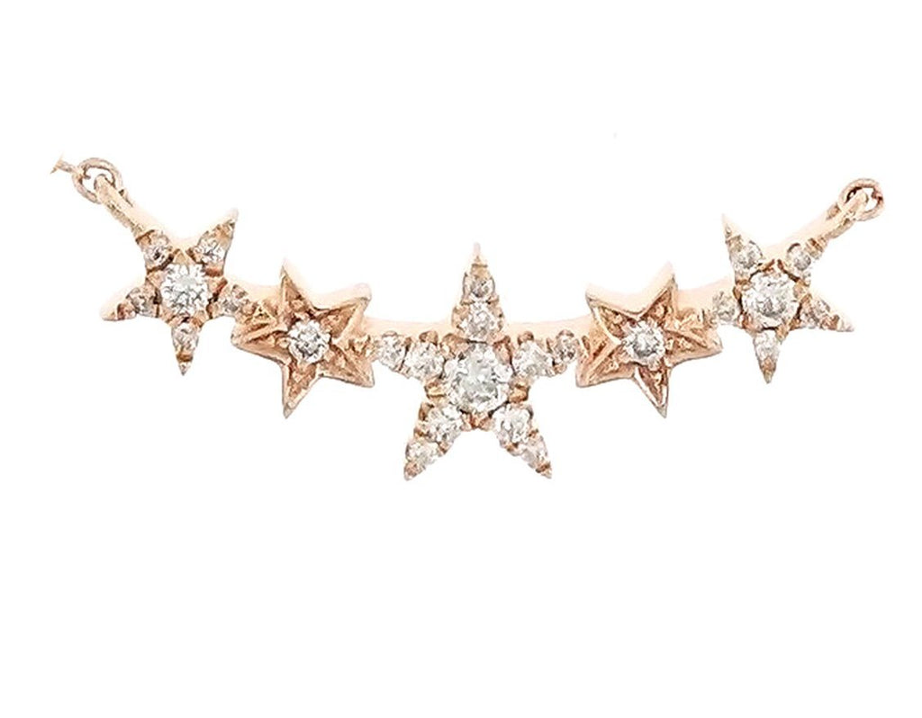 Tiny Three Star Necklace with Diamonds in 18K Rose Gold - Kura Jewellery