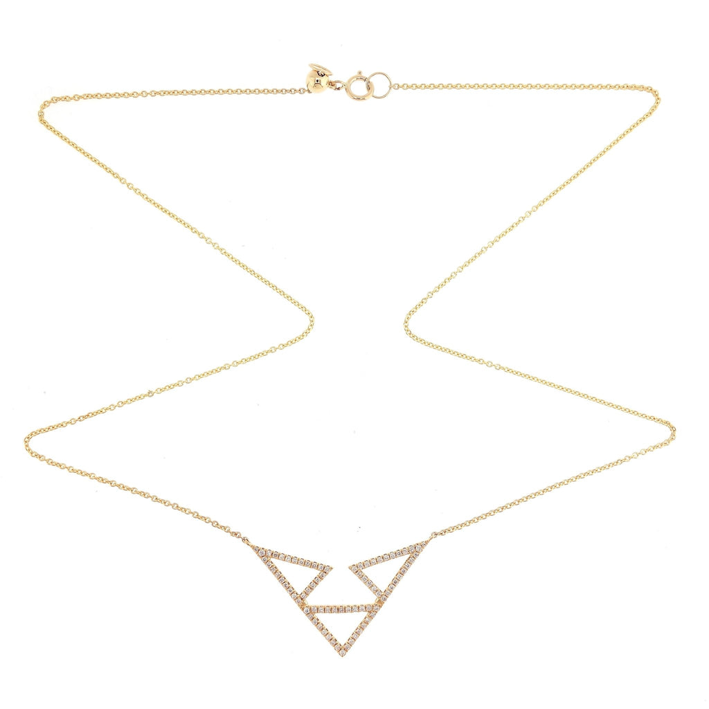 Triple Triangle Necklace/Choker with Diamonds in 18Karat Yellow Gold