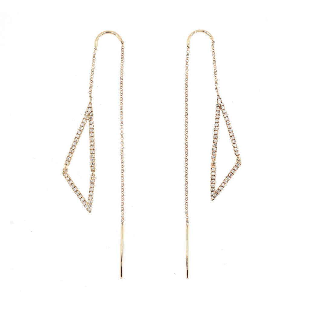 Triste Long Earrings with Diamonds in 18K Gold - Kura Jewellery