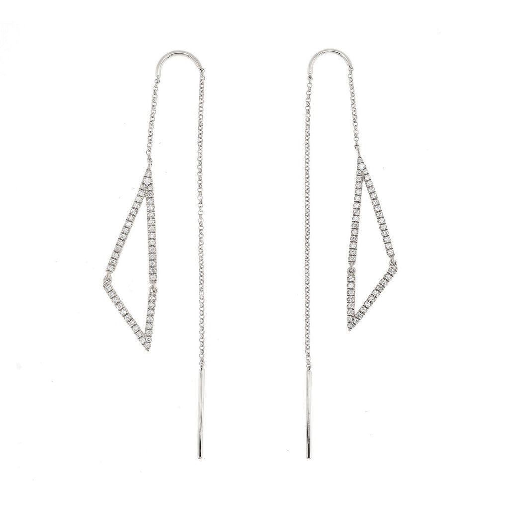 Triste Long Earrings with Diamonds in 18K Gold - Kura Jewellery