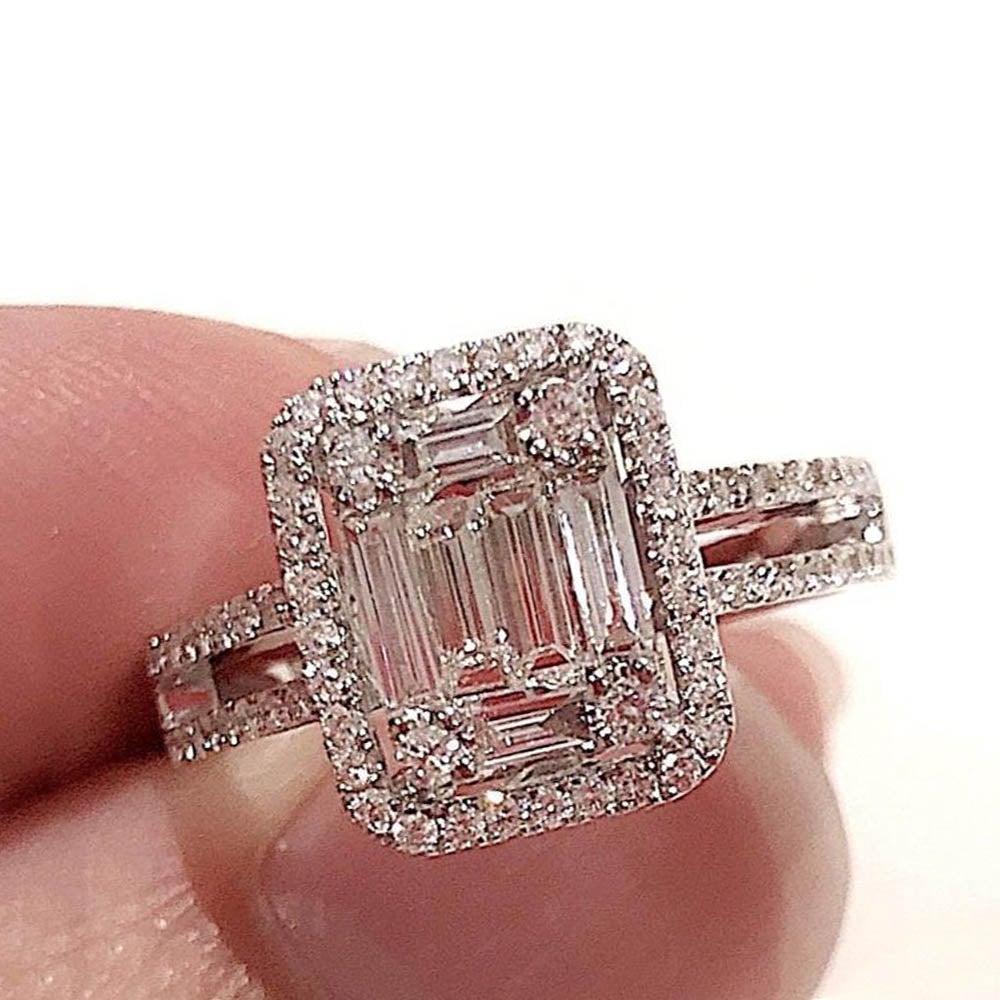 Victoria Baguette Diamond Ring in 18K White Gold - Kura Jewellery