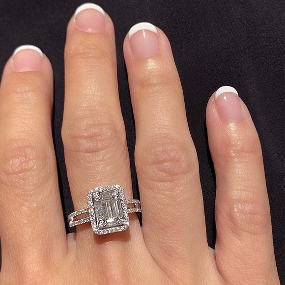 Victoria Baguette Diamond Ring in 18K White Gold