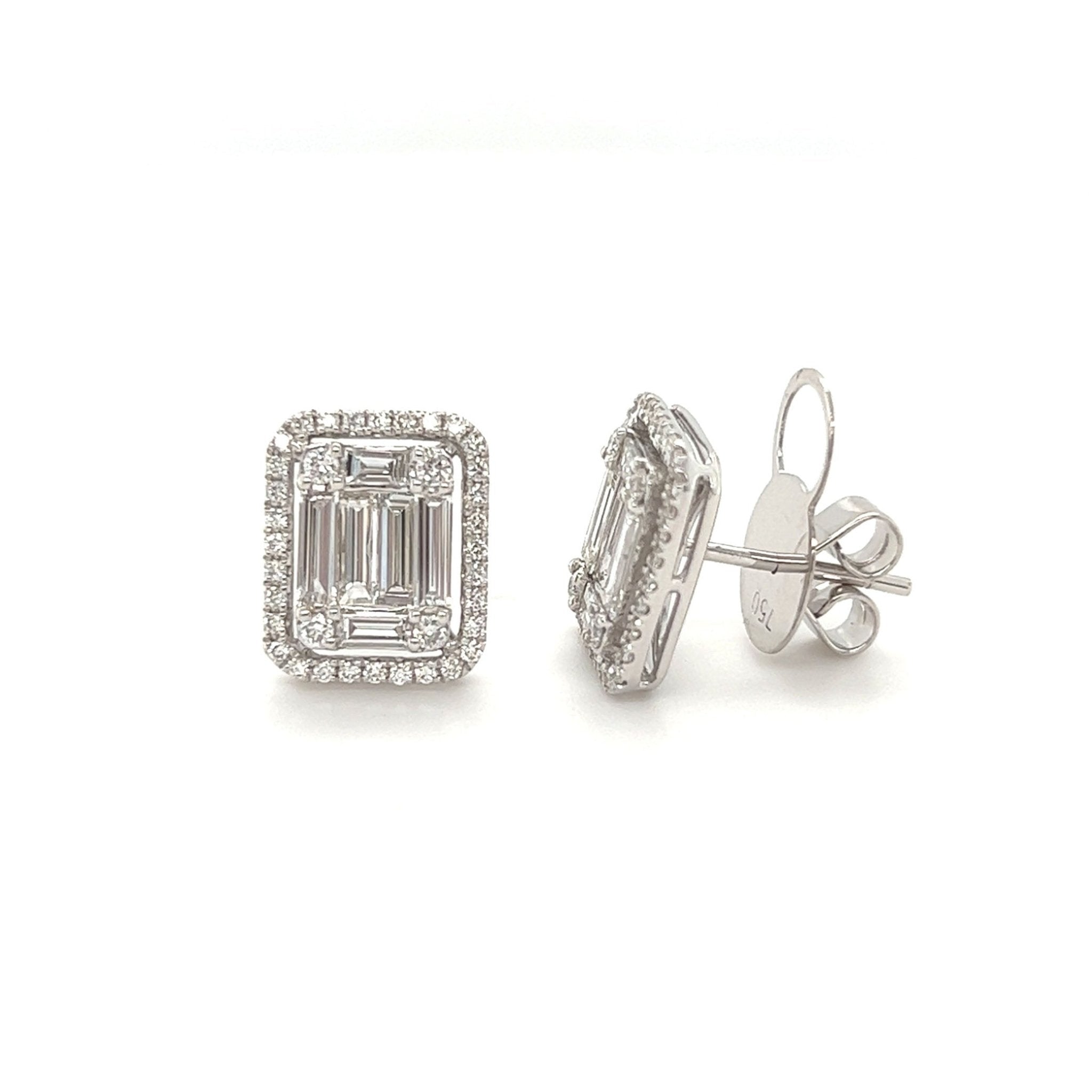 Shop Victoria Baguette Diamond Stud Earrings In 18K White Gold Online