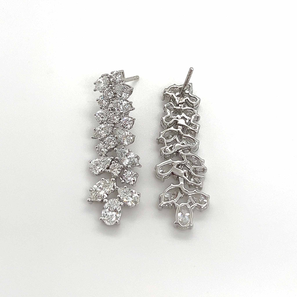 Waterfall Diamond Long Earrings in 18K White Gold - Kura Jewellery