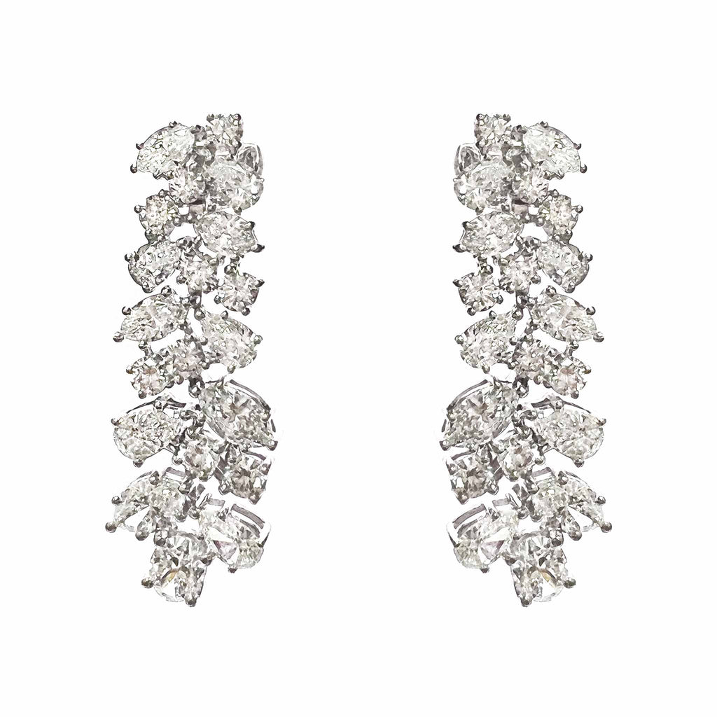 Waterfall Diamond Long Earrings in 18K White Gold - Kura Jewellery