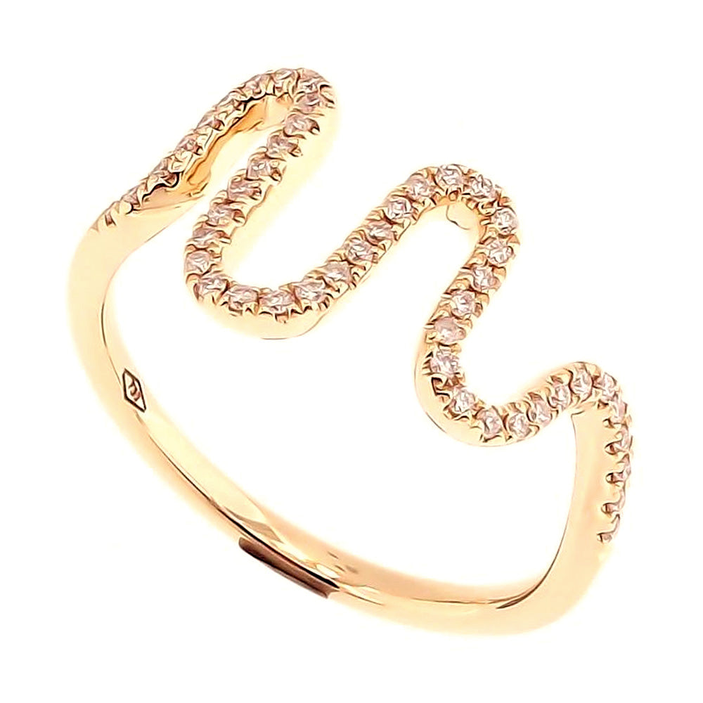 Skinny Ripple Ring with Diamonds in 18K Gold