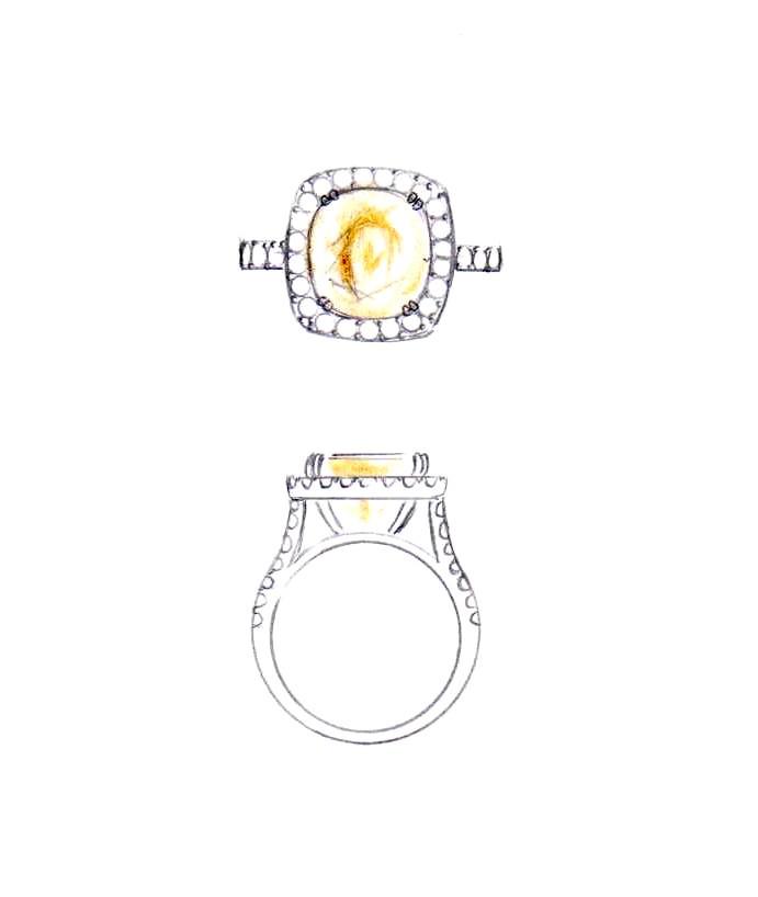 Yellow Sapphire Oval Cut  Ring set in 18K White Gold and Diamonds