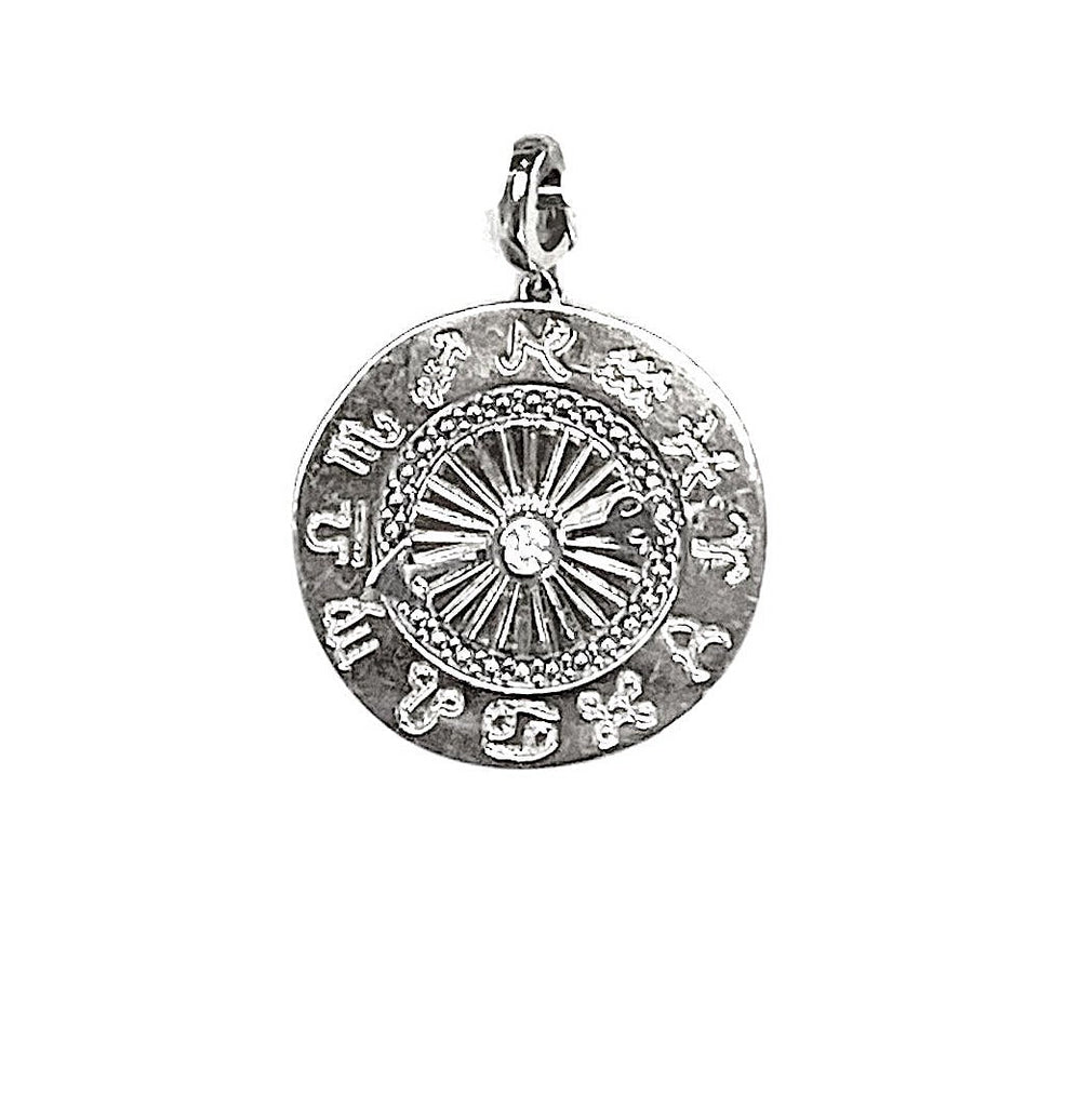Zodiac Medallion Charm Pendant with Diamond set in Solid Gold - Kura Jewellery